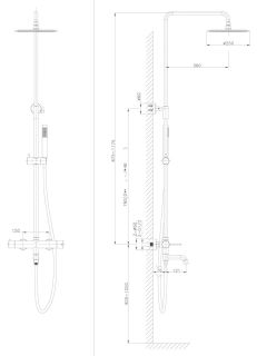 Душевая стойка Raiber Graceful RPB-006 чёрный матовый
